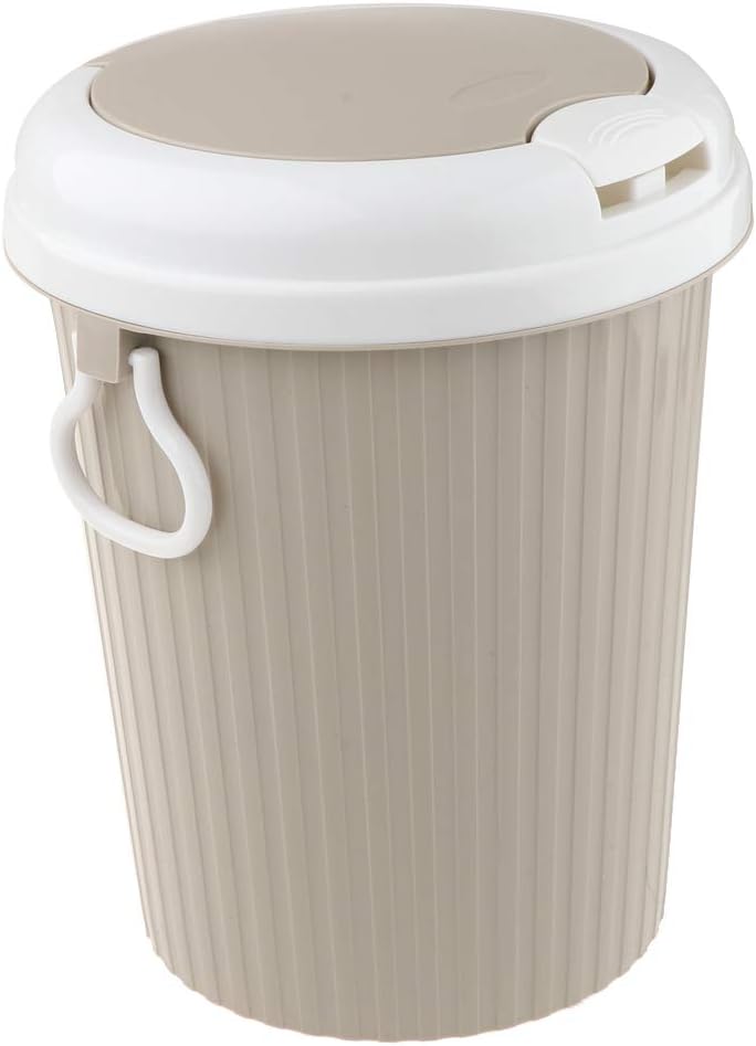 Modern Touch Kitchen Trash Can Flip Lid Press Type Wasterpaper Bin for Large or Small Families, Plastic Rubbish Bin with Handles - Pink S