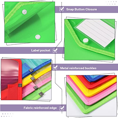 10 Pieces Plastic File Folders Envelope Expanding File Wallet Organizer Documents Folder With Snap Closure And Pocket, A4 Size Waterproof Transparent File Pouch For School (Vertical, Assorted Color) #TOP2