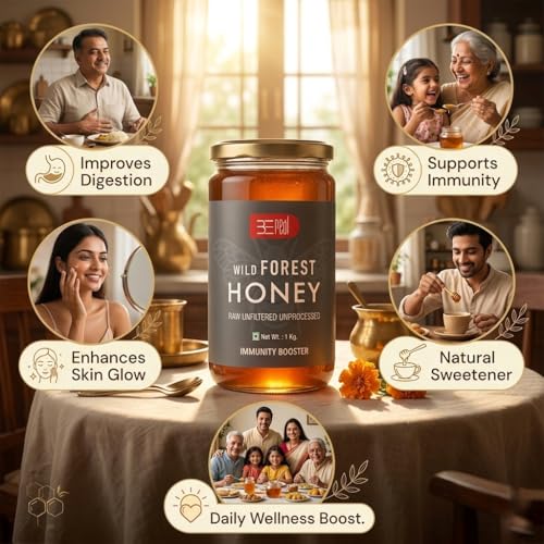 Image of BeReal Wild Forest Honey 1kg | Raw, Unfiltered & Unprocessed | 100% Pure Natural Wild | No Added Sugar, No Preservatives | Rich in Antioxidants