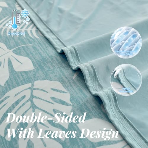 OIGAE Cooling Blanket Throw Size 50"x70" for Hot Sleepers & Night Sweats – Instant Cool Touch Soft Lightweight Summer Blanket with Snowflake Print for Bed Couch Travel, Green — view 5