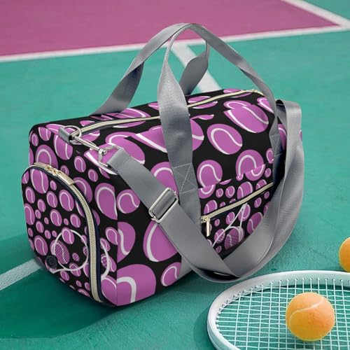 Tennis Fuchsia Sport Gym Gym Bag for Women, Travel Duffle Bag Carry On Weekender Bag with Shoe Compartment 7