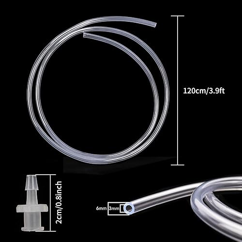 Miniatura 3 de DEPEPE 2 jeringas de plástico grandes de 3.4 fl oz con 2 tubos de plástico de 47 pulgadas y conexiones Luer para laboratorios científicos, medición,