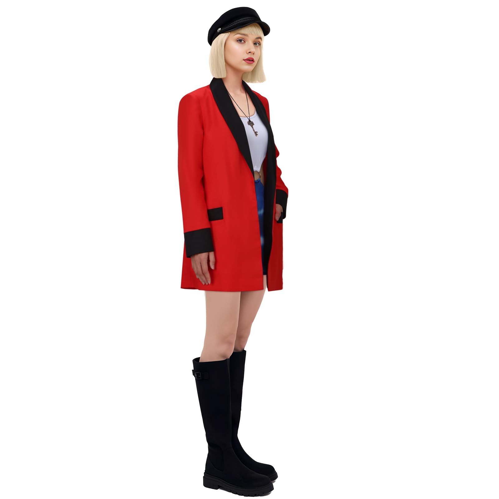 NUWIND Pretty Vivian Women Costume Sexy Honey Personnage de film Coupe Top Mini jupe Ensemble Rouge Halloween Uniforme Cosplay