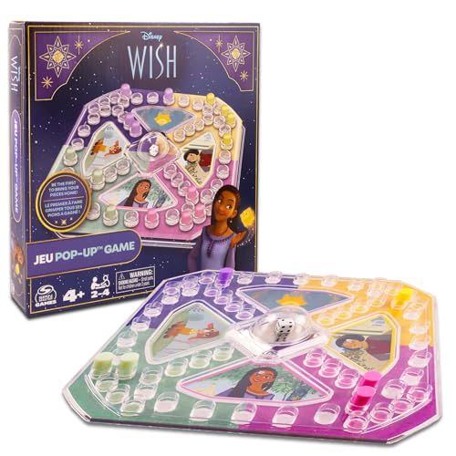 Disney Wish Pop-Up-Spiel, 3-teiliges Set mit Disney Prinzessinnen-Brettspiel für Kinder, mit Pop-Up-Würfeln, Bonusaufklebern und Türaufhänger (Wunsch-Partygeschenke) – Bild 3