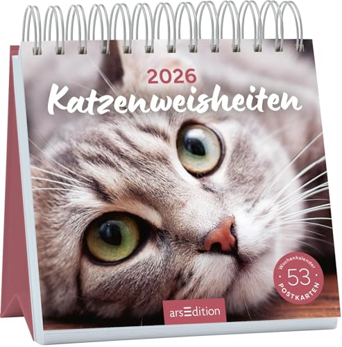 Ars Edition - Postkartenkalender Katzenweisheiten 2026: Wochenkalender 2026, 53 Postkarten für Katzenfans - -15%
