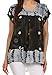 Sakkas Short Sleeve Tie Dye Gingham Peasant Top With Sequin Embroidery