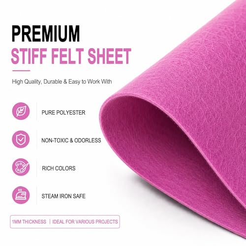 Image of Lilac Large Felt Fabric 36 inch x 36 inch (1 Square Yard), 1mm Stiff Felt Sheet, Nonwoven Fabric for Crafts, DIY Projects, Art, Sewing, Lining & Decorations