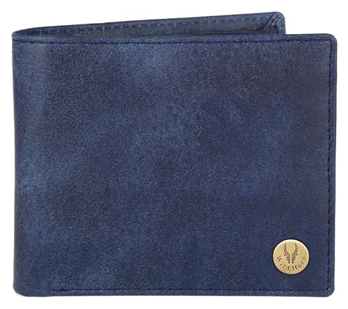 Image of WildHorn Rfid Protected Leather Wallet For Men, Blue Distressed
