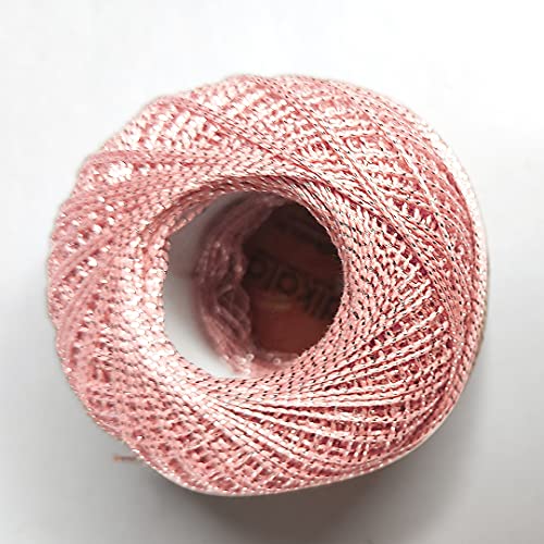 Image of Adikala Metallic Cotton Tatting Shuttle, Crochet Dori Balls for Knitting, Weaving, Embroidery and Craft Making (Set of 4)- 100GMS (Peach)