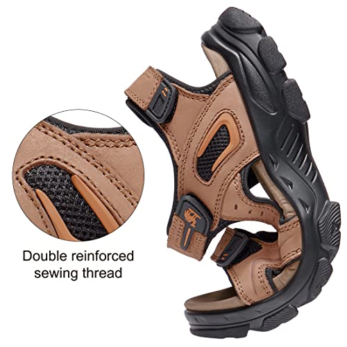 CAMEL CROWN Men's Leather Sandals Hiking Outdoor Water Beach Sports Mens Sandals for Summer with Open Toe Adjustable Straps3