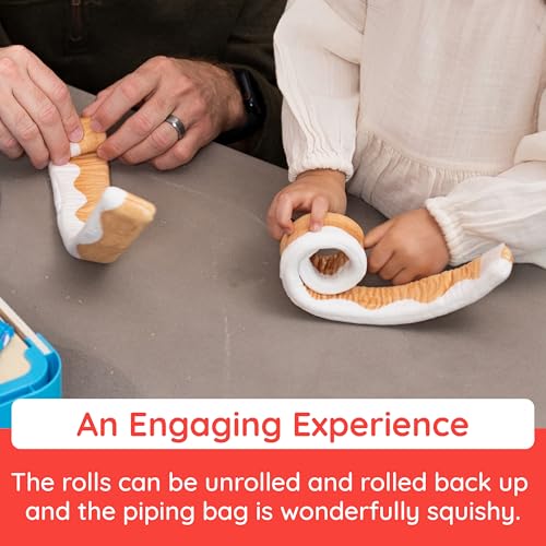 Image of Fat Brain Toys Pretendables Cinnamon Roll Set Pretend Playset | Play cooking set with pretend oven, built-in storage. Imaginative play, creativity. Toddlers, preschoolers, ages 3 and up.
