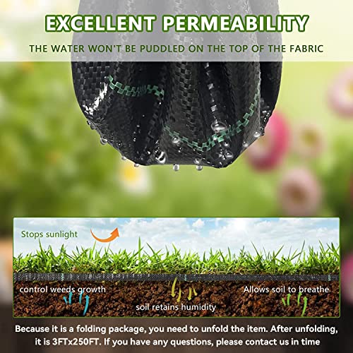 Lgjiaojiao 3Ftx250Ft Weed Barrier Landscape Fabric Heavy Duty, Weed Block Gardening Ground Cover Mat, Weed Control Garden Cloth, Woven Geotextile Fabric For Underlayment, Commercial Driveway Fabric #TOP2