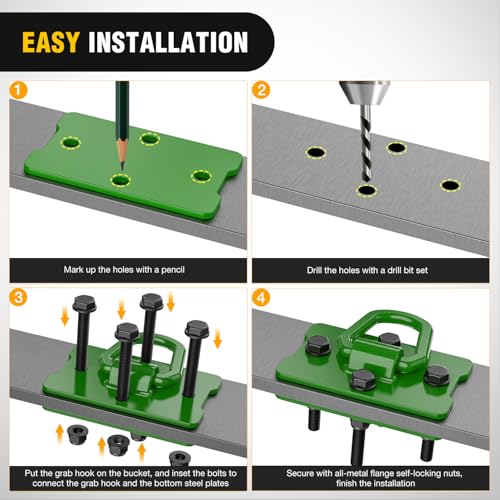 Image of Nilight 1 /2 inch Heavy Duty Trailer D Ring Tie Down Anchors with Backing Plates