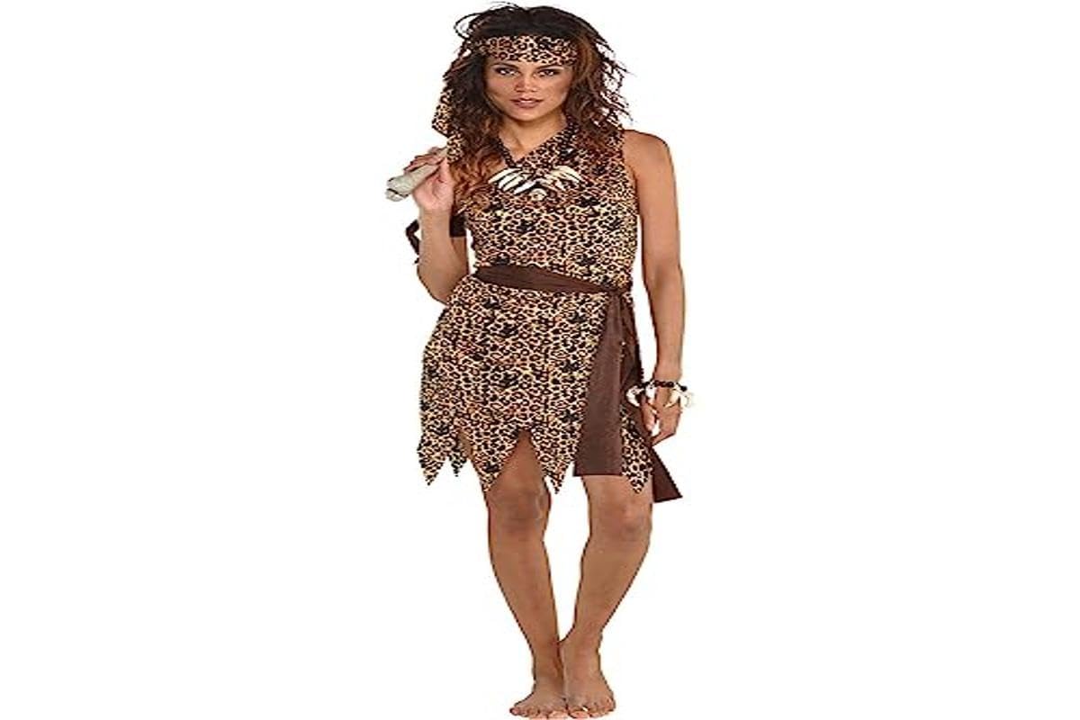 Adults 9905214 Cavewoman Fancy Dress Pre-historic Costume (UK Dress 16-18)