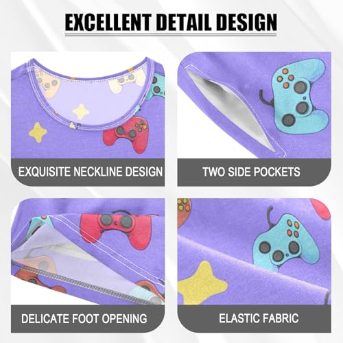 Cartoon Controller Star Purple Pajama Set Short Sleeve PJS 2 Piece Summer Pajamas Shorts Sets Cotton 5Y4
