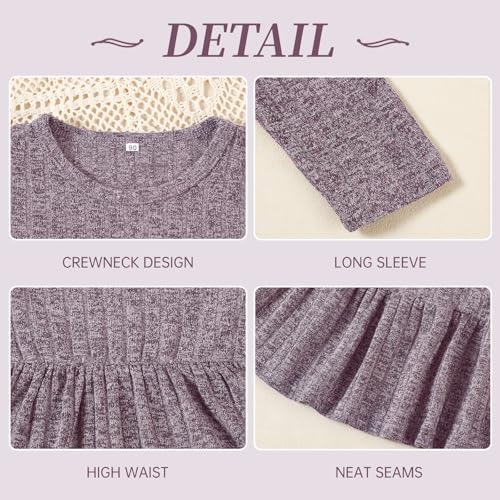 Image of Toddler Baby Girl Long Sleeve Dress Girls Knit Sweater Dresses Tiered Kids Swing Holiday Clothes Fall Winter
