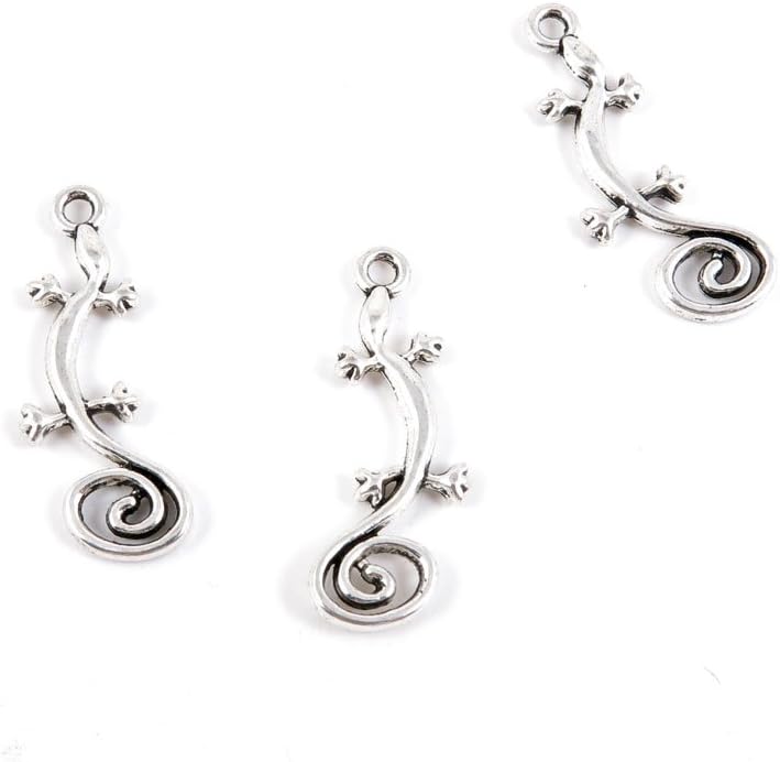 440 Pieces Antique Silver Tone Jewelry Making Charms O8IH4 Gecko Lizard Pendant Ancient Findings Craft Supplies Bulk Lots