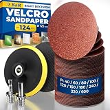 S&R Professional papier ścierny 125 mm na rzep, zestaw 124-częściowy, 120 kątownic szlifierskich 125mm do drewna, metalu, plastiku, 10 ziarnistości P40–P600, z 2x tarczami szlifierskimi, 2x adapterami