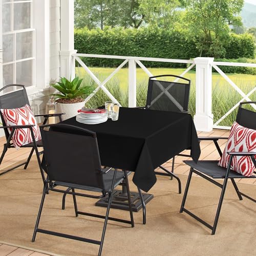 Image of sancua Black Square Tablecloths 70x70 Inch Fabric Table Cloth