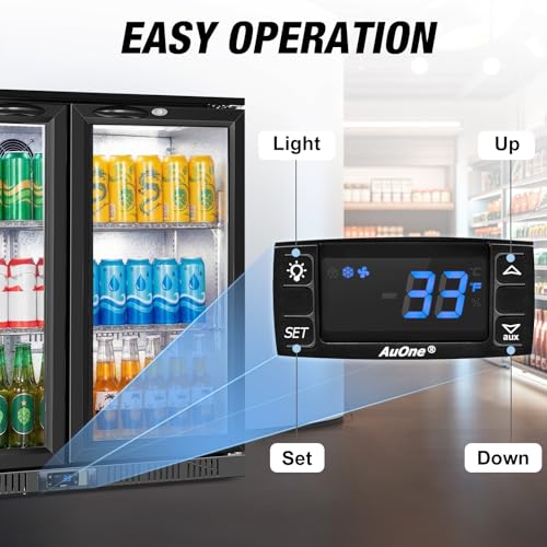 Image of Beverage Refrigerator Under Counter, Back Bar Cooler with 2 Glass Door, Commercial Display Fridge 35.42 Inch Wide 7.4 Cu.Ft, Drink Fridge for Beer Soda Wine, Beverage Cooler for Kitchen Shop Bar