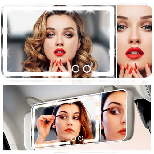 ihkwlma Led Car Sun Visor Vanity Mirror Upgraded Large Vanity Makeup Universal Rear View Mirror for Car Visor
