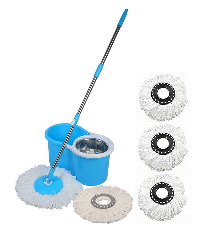 Magicbuys Big Wheels and Stainless Steel Wringer, Bucket Floor Cleaning with an Additional Microfiber Refill Set of 5