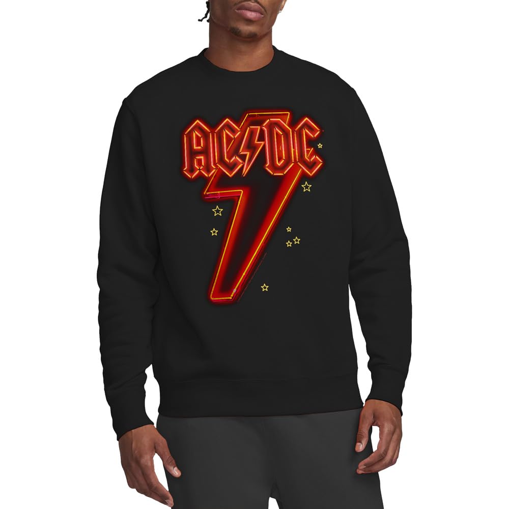 Ac/Dc Unisex Black Acdc Neon Bolt Crew Sweatshirt, Medium