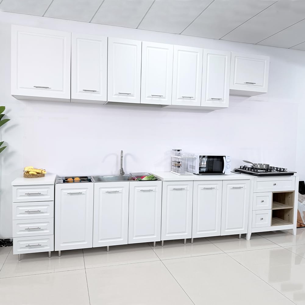 Shally Dogan Pensile da Cucina a Parete Design Boiserie, Armadio Sospeso in Legno con Doppia Anta, 1 Ripiano e 2 Scomparti, Armadietto a Muro Spazioso Resistente, 80 x 32 x 72H cm (Bianco)