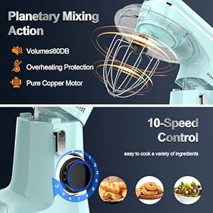 Honinst Stand Mixer, 6.5QT 10-Speed Tilt-Head 3-IN-1 Electric Food Mixer — photo 3 of 6