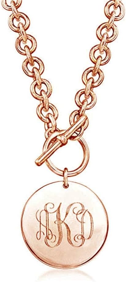 Personalized Monogram Necklace Toggle Clasp Custom with 3 Initials