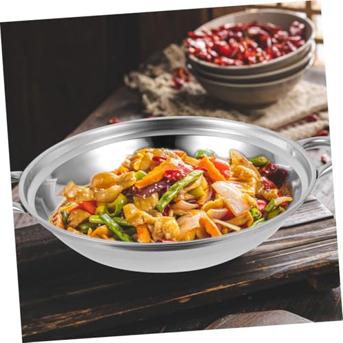 Wok de acero inoxidable con doble asa para cocinar miniatura 6