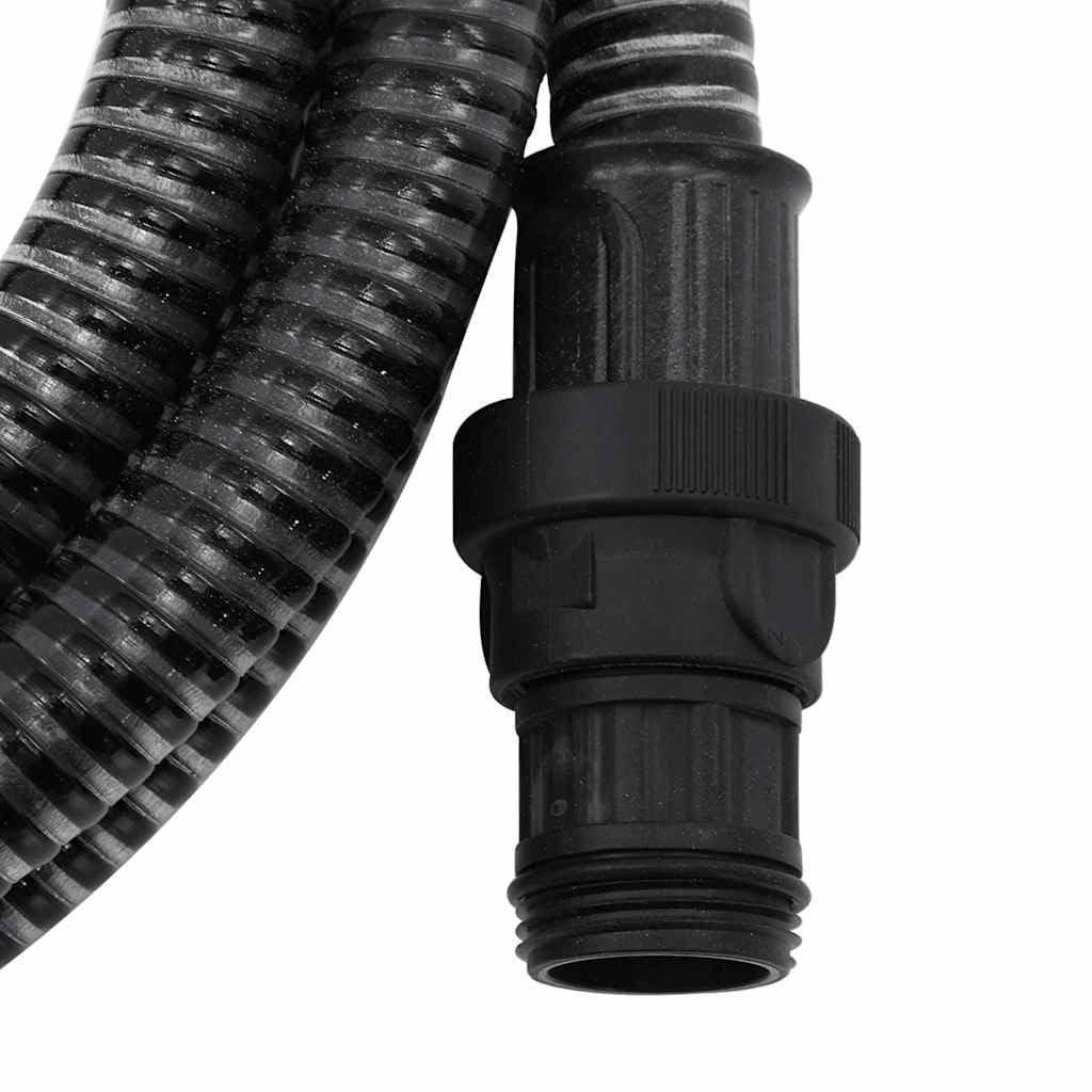 Manguera de aspiración con conectores de PVC, color negro, 1 pulgada, 7 m, manguera de agua flexible para bombas de jardín, riego, con acoplamiento, sin dobleces, extensible, ahorra