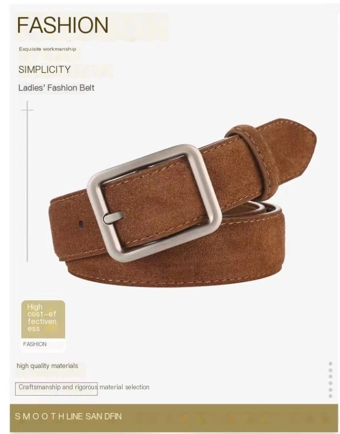 Women‘S Fashion Metal Pin Buckle Genuine Leather Belts For Dress Jeans Casual Wear Overalls2