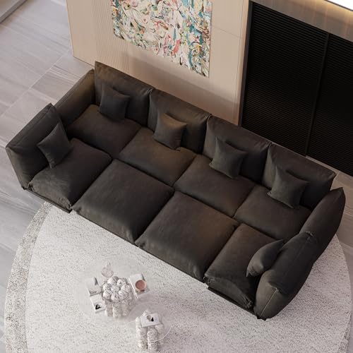 Modern Minimalist Chenille Modular Sectional Sofa, Oversized 8-Seater Sleeper Sofa