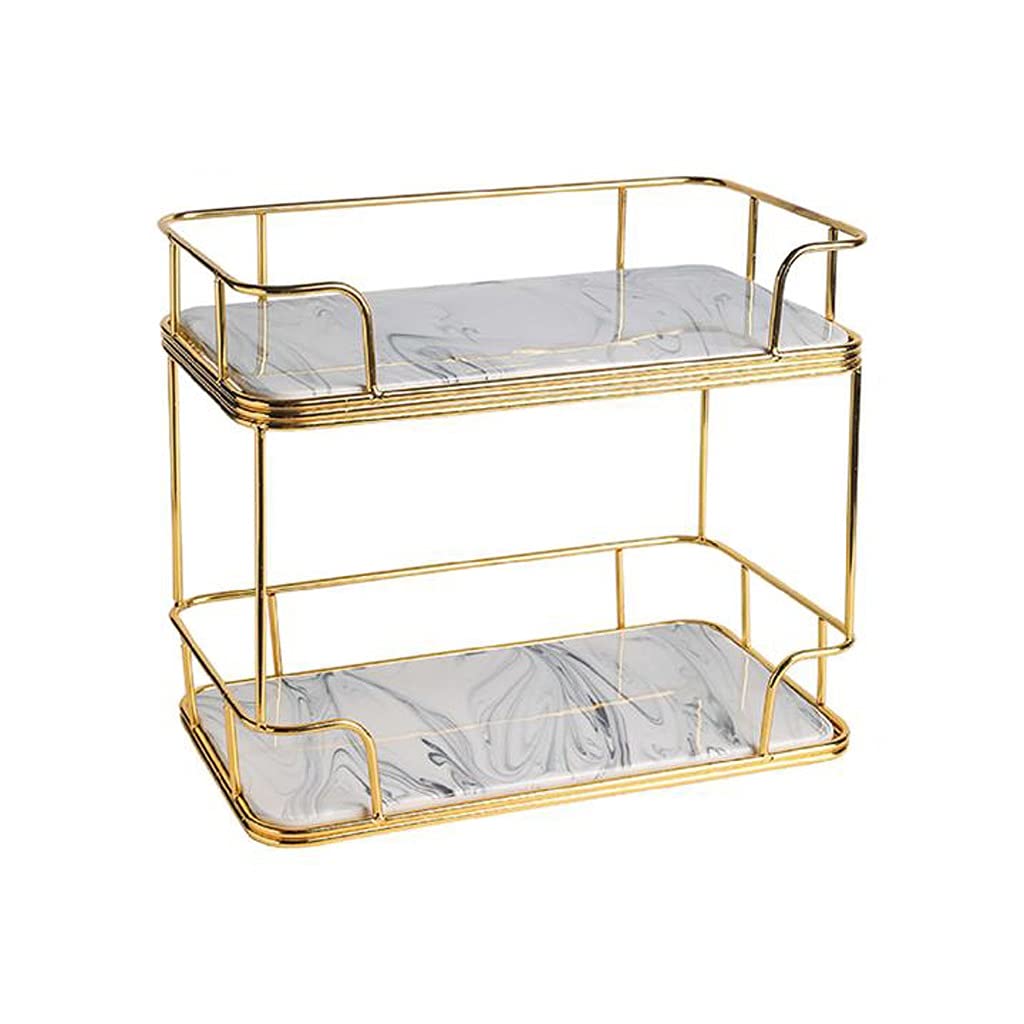 TOMYEUS Shower Caddy Bathroom Shelf Bathroom Organizer 2 Tier Bathroom Cosmetic Storage Shelf for and Countertop Decorative Wire