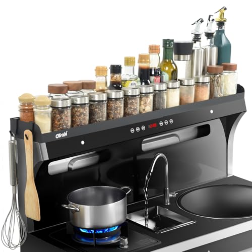 OTraki 2 Niveles Estante Magnético para Especias para Estufa, 76 cm Estanteria Microondas Soporte Ajustable de Cocina Mueble Microondas Mueble Organizador Encimera (80 * 3.9 * 4cm)