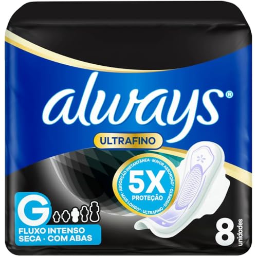 Absorvente Always Noturno Ultrafino Cobertura Seca Com Abas G Com 8 Unidades