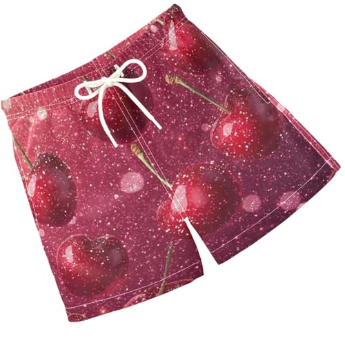 Pigsaly Boys Swim Trunks Sweet Candy Gradient Pink Red Cherry Fruit Boys Board Shorts Swimsuit Swimwear Bathing Suit 2T