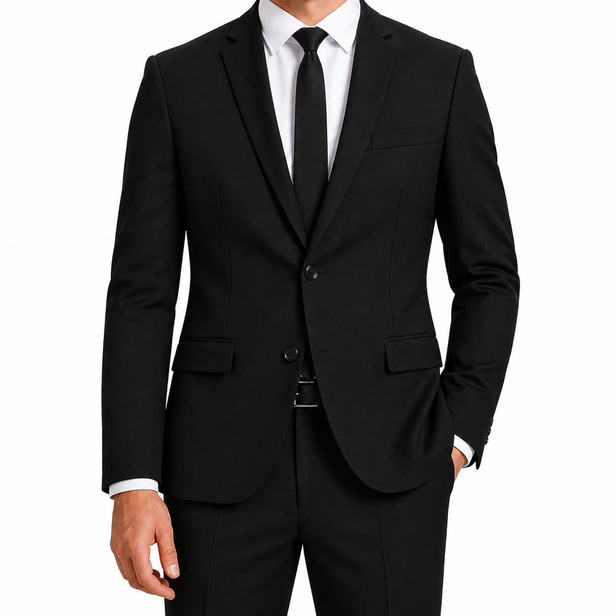 Men's Black Matty Coat, Two-Button Slim Fit Formal Blazer, Notch Lapel Business Suit Jacket-picture-22