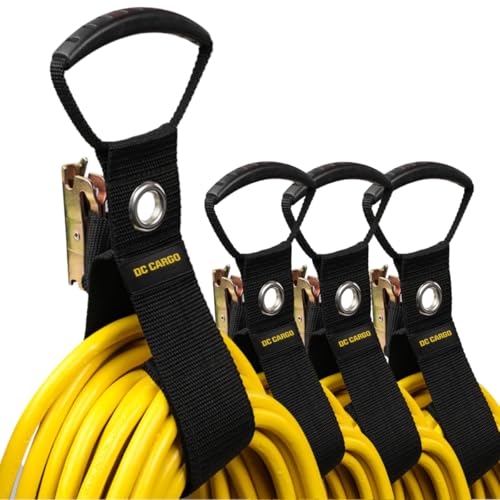 DC Cargo Mall Extension Cord Organizer E-Track Accessories for (Pack of 4) – Keep Cords, Cables, Hoses, Etrack Accessories Organized On E-Track - 17” Hook & Loop Closure Keeps Cables Secure