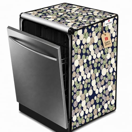 Image of Waterproof Dishwasher Cover for 12 to 15 Place Setting | Suitable with Bosch, LG, IFB, Hafele, Faber & More | Dustproof Appliance Protector Zip Cover Universal Fit-(63X63X88cms Design 10)