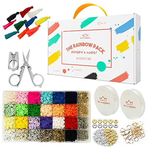 5100 Pcs Clay Heishi Beads - 24 Rainbow Colors - 6mm Flat Bead Bracelet Kit - TikTok Trending Heshi Beads - Make Preppy Bracelets with Thin Flat Beads for DIY Jewelry Making
