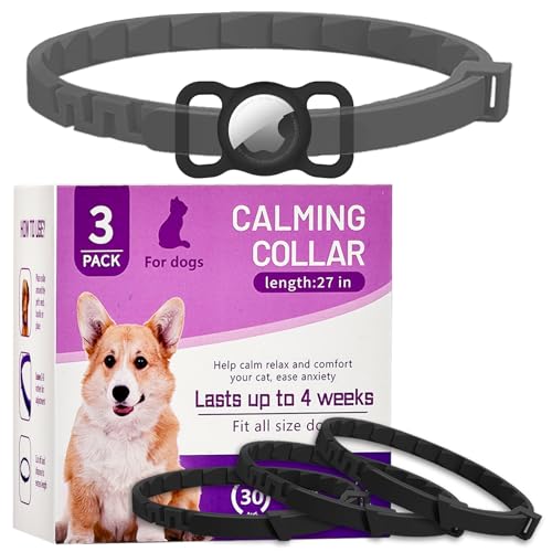Image of 27in Calming Collar for Dogs, Calming Pheromone Collar for Dogs Lasts 30 Days (3 Collars- Airtag Holder)