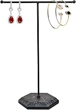 Jewellery Stand, Metal T-Bar Jewellery Holder Necklace Stand Earring Holder Jewellery Tree Chain Holder, Jewellery Organiser, Jewellery Storage for Bracelets, Earrings, Rings, Chains (Black)