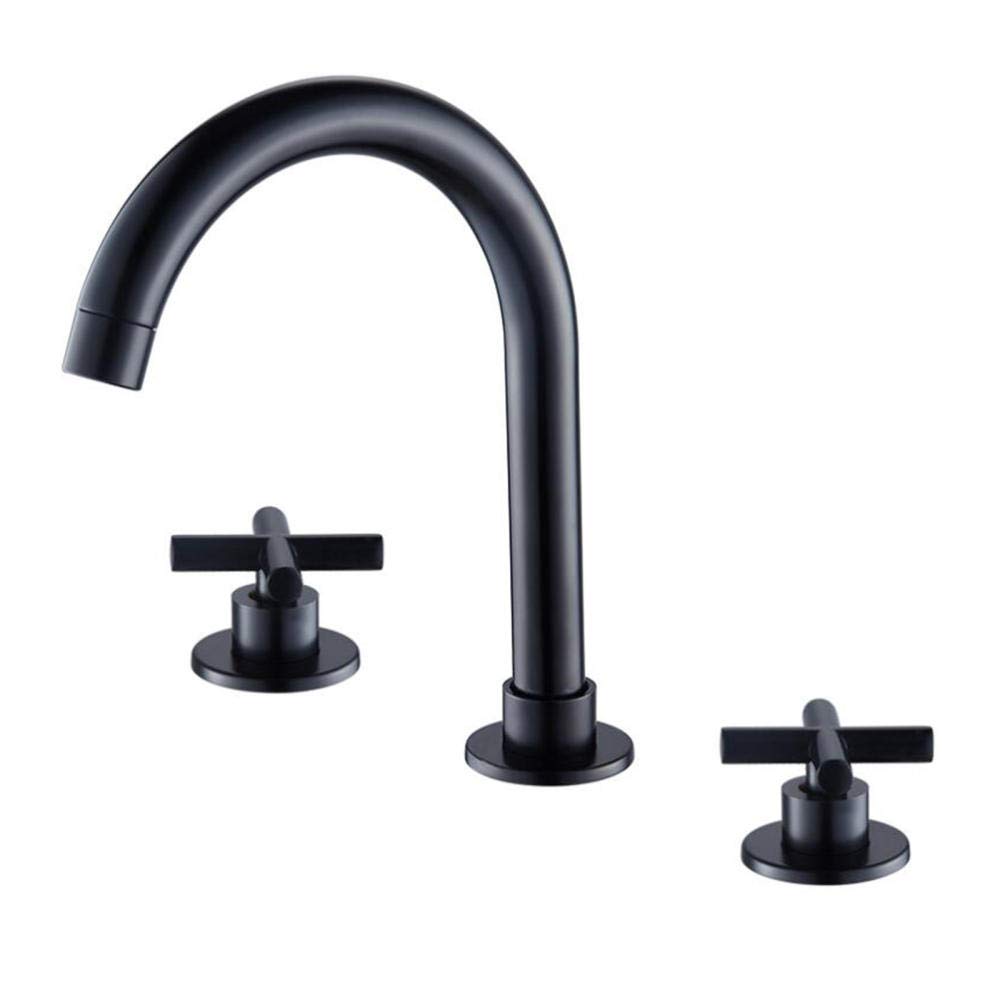 Mitigeur de lavabo double poignée avec contrôle précis eau chaude et froide en laiton
