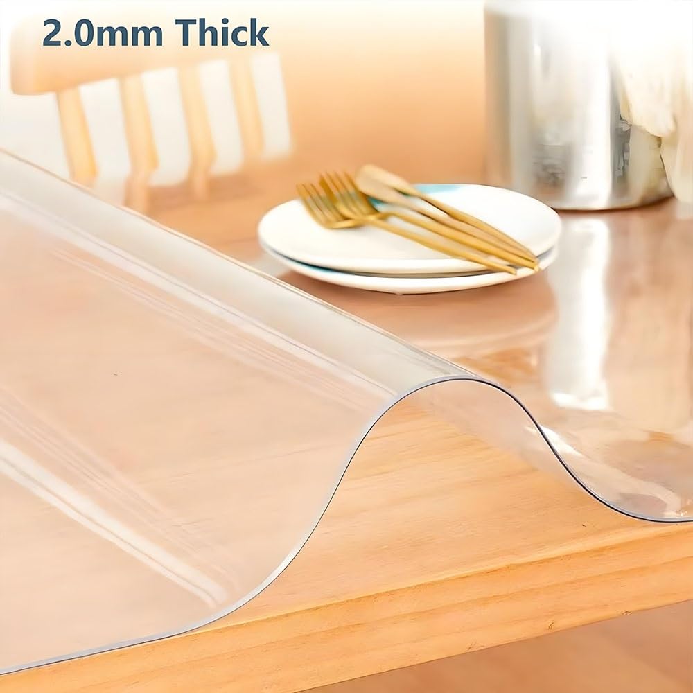 Pellicola PVC Trasparente Impermeabile Tovaglia Trasparente Spessore 2.0 mm Protettiva Trasparente per Scrivanie Facile da Pulire(Smerigliato,130x230 cm)