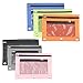 Produktbild Matogle 6 Stück Ringbuch Etui Ringordner einheftbare Mesh Federmäppchen transparente binder pencil pouch 3 ring mit Reißverschluss Doppeltaschen für Schreibwaren Kosmetik (in 6 Farben)