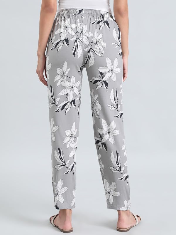 Image of GO COLORS Women Printed Woven Viscose Mid Rise Lounge Pants
