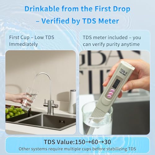 Image of Ontulor S3OP Reverse Osmosis System 9 Stage Water Filter Reduces PFAS, PFOA /PFOS, TDS, Lead, Chlorine, Bad Taste & Odor NSF /ANSI 42 Certified TDS Meter Included(S3OP-with Tank System)