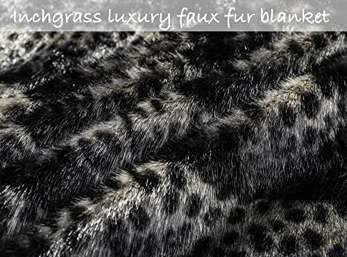 Inchgrass Leopard Stitching Luxury Soft Faux Fur Blanket Plush Elegant With Double-Sided Mink Throw Blanket Sofa Chair Sofa Living Room Birthday Gift Home Decoration (50"X60", Leopard Square) #TOP1